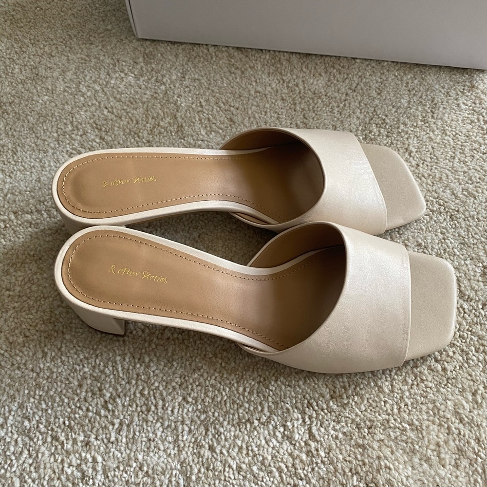 &other stories square toe heeled mule